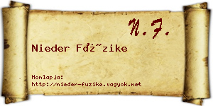 Nieder Füzike névjegykártya
